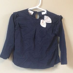 Zara baby girl dark blue long sleeve shirt